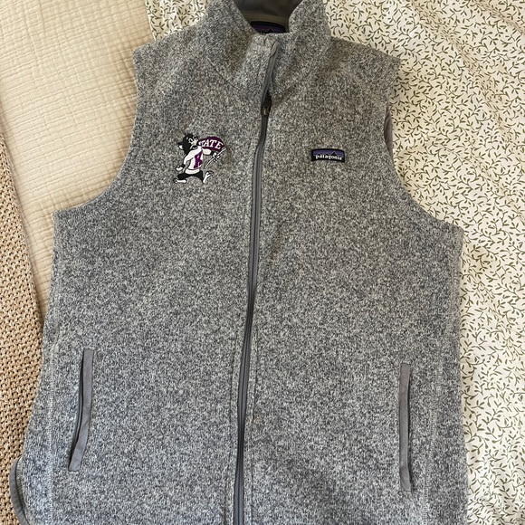 Patagonia Jackets & Blazers - Patagonia Heather Gray woman’s Vest K-State Alpha Chi Omega logo XL